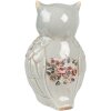 Clayre & Eef Decoratieve Uil Keramiek Grijs Roze 13x12x22 cm Landelijke Stijl Vintage