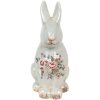 Clayre & Eef Decoratief Konijn Keramiek Grijs Roze 16x12x27 cm Landelijke Stijl
