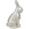Clayre & Eef Decoratief Konijn Keramiek Grijs Roze 16x12x27 cm Landelijke Stijl