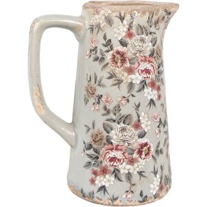 Clayre & Eef Decoratiekan Landelijke Stijl Kan Grijs Roze 16x11x20 cm