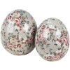Clayre & Eef 6CE1972L Decoratie Ei Keramiek Grijs Roze Wit Ø 14x16 cm