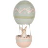 Clayre & Eef Decoratie Konijn Luchtballon Beige Blauw Ø 12x25 cm