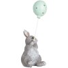 Clayre & Eef Decoratief Konijn met Ballon Grijs 7x6x18 cm Paasdecoratie landelijke stijl