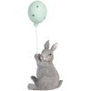 Clayre & Eef Decoratief Konijn met Ballon Grijs 7x6x18 cm Paasdecoratie landelijke stijl