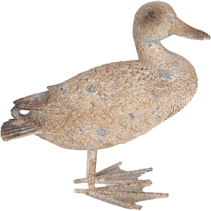 Clayre & Eef Decoratieve Eend Grijsbruin Polyresin 22x15x21 cm