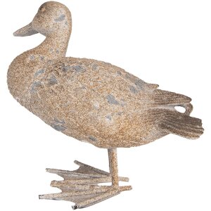 Clayre & Eef Decoratieve Eend Grijsbruin Polyresin 22x15x21 cm