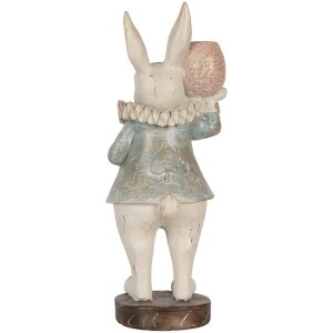 Clayre & Eef Decoratief Konijn Landelijke Stijl Beige Blauw 11x10x28 cm Polyresin