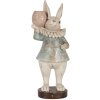 Clayre & Eef Decoratief Konijn Landelijke Stijl Beige Blauw 11x10x28 cm Polyresin