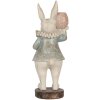 Clayre & Eef Decoratief Konijn Landelijke Stijl Beige Blauw 11x10x28 cm Polyresin