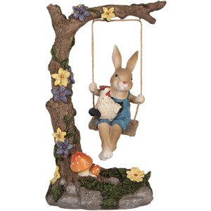 Clayre & Eef decoratief beeldje konijn op schommel...