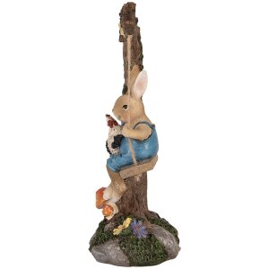 Clayre & Eef decoratief beeldje konijn op schommel landelijke stijl 20x12x32 cm