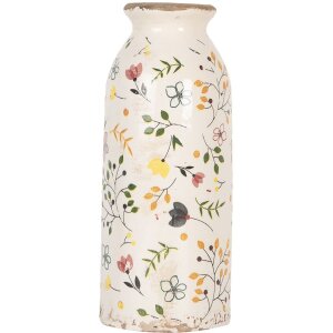 Clayre & Eef Keramische Vaas Ø 8x20 cm Beige...