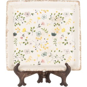 Clayre & Eef Decoratief bord 22x22 cm Beige vintage...