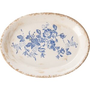 Clayre & Eef 6CE2020 Decoratiebord Beige-Blauw 25x18x3 cm