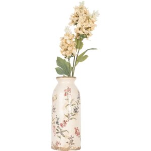 Clayre & Eef Vaas Ø 8x20 cm Beige vintage antieke stijl met bloemenpatroon