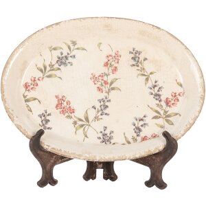 Clayre & Eef Decoratiebord Keramiek Beige Roze 25x18...