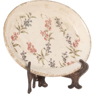 Clayre & Eef Decoratiebord Keramiek Beige Roze 25x18...