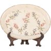 Clayre & Eef Decoratiebord Keramiek Beige Roze 25x18 cm Vintage Stijl