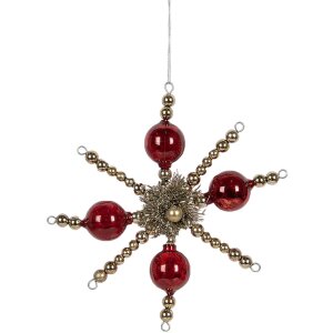 Clayre & Eef 65992 Kersthanger rood zilverglas 18x3x18 cm landelijke stijl
