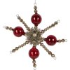 Clayre & Eef 65992 Kersthanger rood zilverglas 18x3x18 cm landelijke stijl