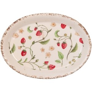 Clayre & Eef Decoratief bord 25x18x3 cm Beige Rood...