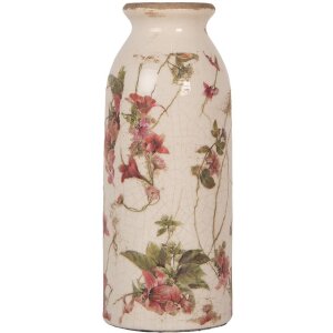 Clayre & Eef 6CE2027 Vaas Beige Roze Bloemenpatroon...