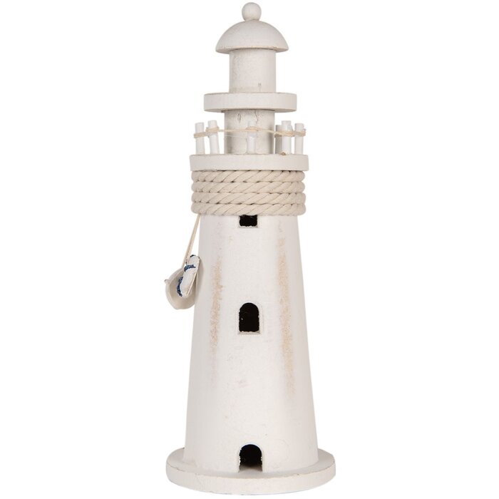 Clayre & Eef 6H2409 Decoratieve Vuurtoren Wit Ø 10x30 cm Landelijke stijl
