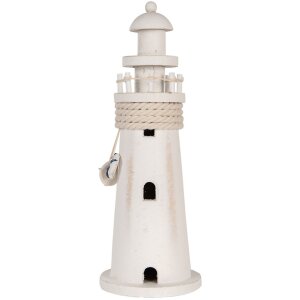 Clayre & Eef 6H2409 Decoratieve Vuurtoren Wit Ø 10x30 cm Landelijke stijl