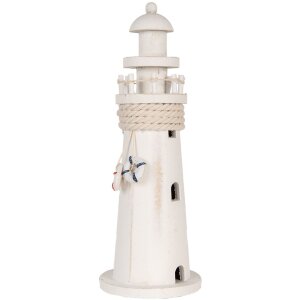 Clayre & Eef 6H2409 Decoratieve Vuurtoren Wit Ø 10x30 cm Landelijke stijl