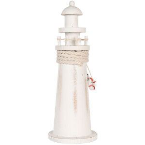 Clayre & Eef 6H2409 Decoratieve Vuurtoren Wit Ø 10x30 cm Landelijke stijl