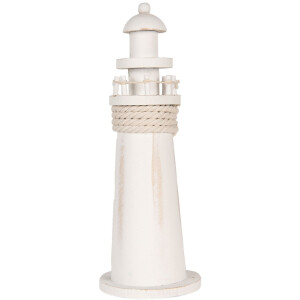 Clayre & Eef 6H2409 Decoratieve Vuurtoren Wit Ø 10x30 cm Landelijke stijl