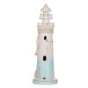 Clayre & Eef Decoratieve Vuurtoren Wit Blauw Ø 13x42 cm MDF Houten Maritieme Decoratie
