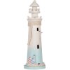 Clayre & Eef Decoratieve Vuurtoren Wit Blauw Ø 13x42 cm MDF Houten Maritieme Decoratie