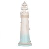 Clayre & Eef Decoratieve Vuurtoren Wit Blauw Ø 13x42 cm MDF Houten Maritieme Decoratie