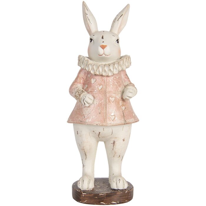 Clayre & Eef Decoratief Konijn Vintage Paasdecoratie Beige Roze 11x10x29 cm