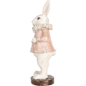 Clayre & Eef Decoratief Konijn Vintage Paasdecoratie Beige Roze 11x10x29 cm