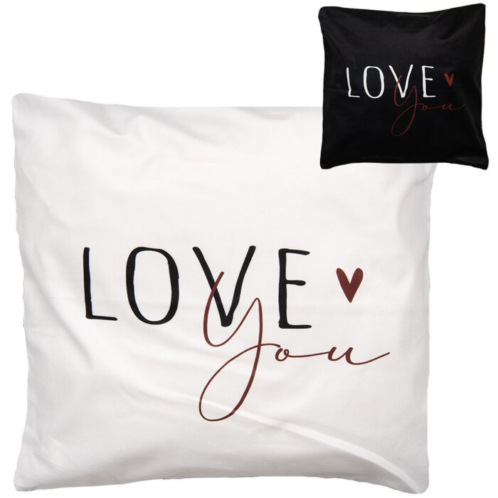 Clayre & Eef BHS24-2 Kussenhoes 45x45 cm Zwart Wit Romantisch Ontwerp