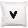 Clayre & Eef BHS24-3 Kussenhoes 45x45 cm Wit Zwart Hart Motief