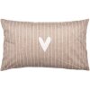 Clayre & Eef Kussenhoes 30x50 cm Bruin Wit Landelijke Stijl Polyester