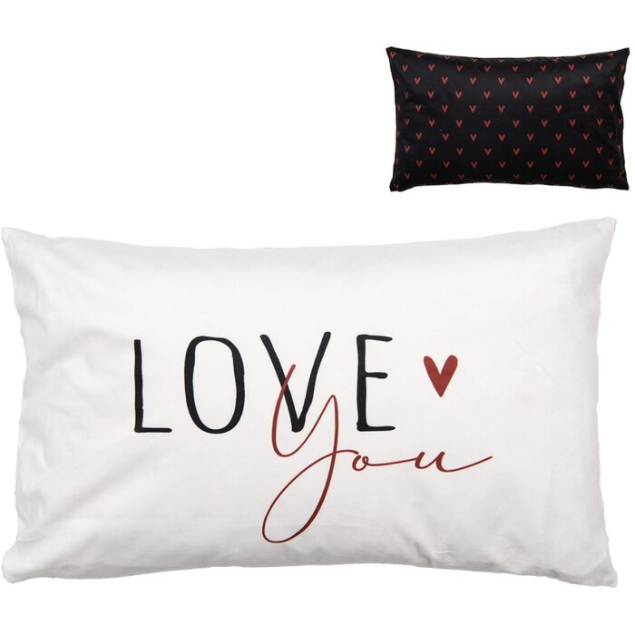 Clayre & Eef BHS36-4 Kussenhoes 30x50 cm Zwart Wit Romantisch Design