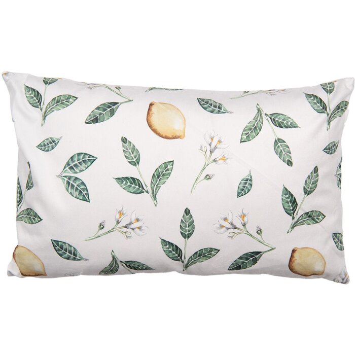 Clayre & Eef LEL36 Kussenhoes 30x50 cm Beige Geel Landelijke Stijl Polyester
