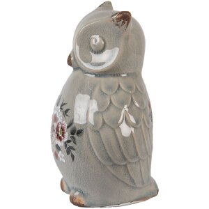 Clayre & Eef Decoratieve Uil Keramiek Beeldje Grijs...