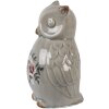 Clayre & Eef Decoratieve Uil Keramiek Beeldje Grijs Roze 11x10x17 cm Landelijke Stijl