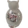 Clayre & Eef Decoratieve Uil Keramiek Beeldje Grijs Roze 11x10x17 cm Landelijke Stijl