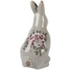 Clayre & Eef Decoratief Konijn Keramiek Grijs Roze 13x10x21 cm Landelijke Stijl Vintage