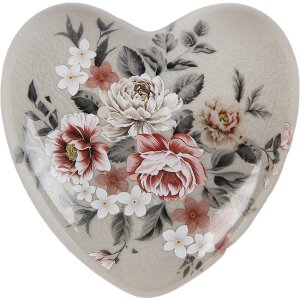 Clayre & Eef Decoratief Hart Keramiek Grijs Roze...
