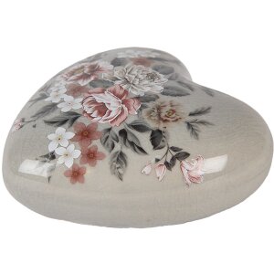 Clayre & Eef Decoratief Hart Keramiek Grijs Roze...