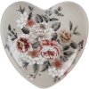 Clayre & Eef Decoratief Hart Keramiek Grijs Roze 11x11x4 cm Landelijke Stijl