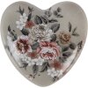 Clayre & Eef Decoratief Hart Keramiek Grijs Roze 11x11x4 cm Landelijke Stijl