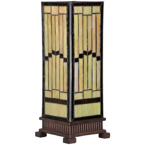 LumiLamp 5LL-6358 Tiffany Tafellamp Beige Bruin 17x17x44cm E27 Glas Polyresin